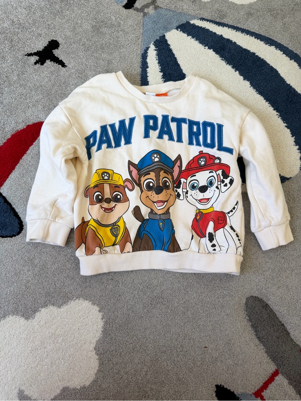 Nickelodeon Paw Patrol White Kids Graphic Sweatshirt with Blue Logo